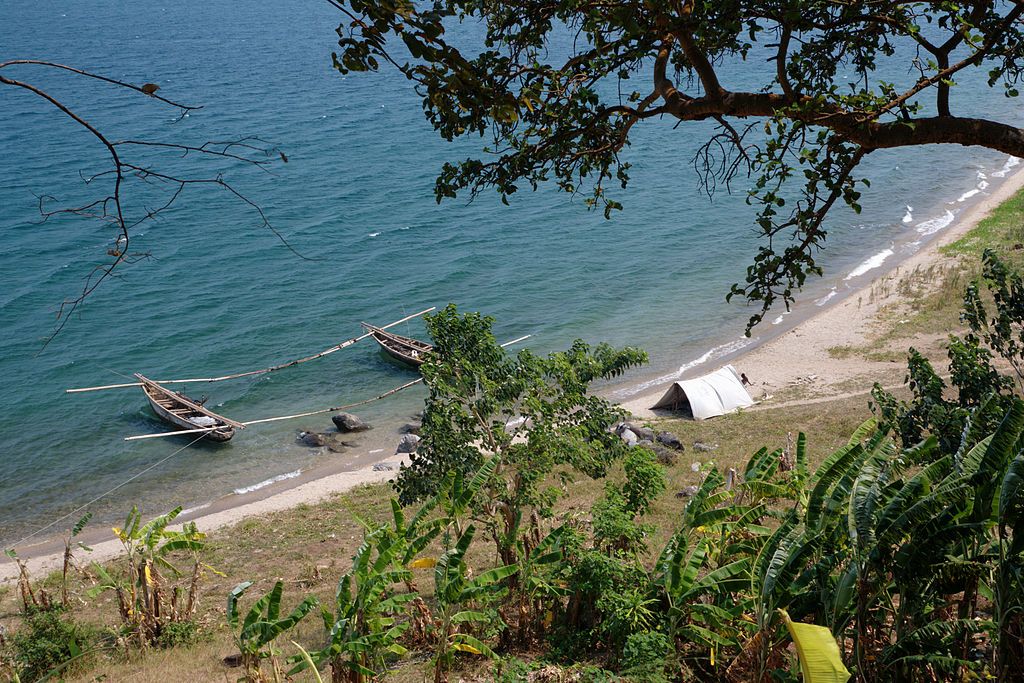 Fishing boats at Lake Tanganyika coast in Burundi