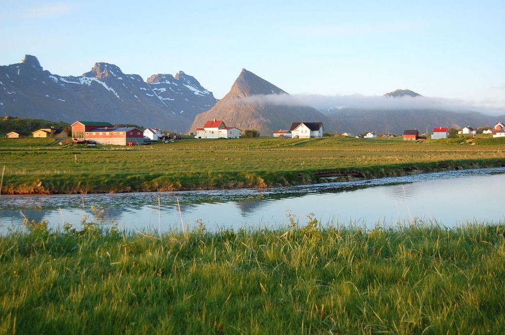 The village of Fredvang in Lofoten Norway
