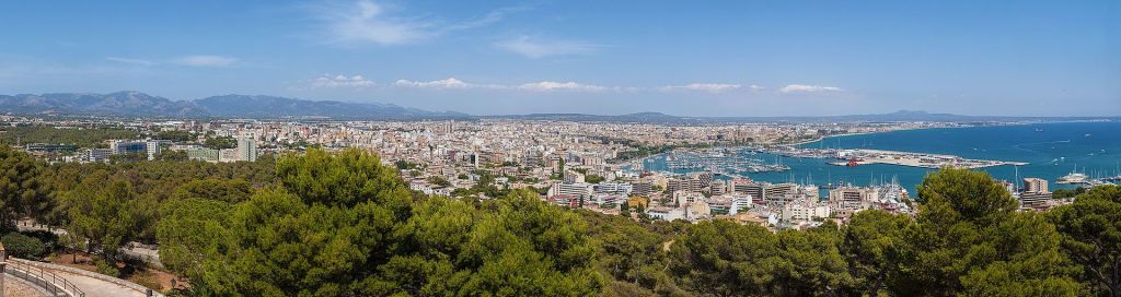 View from Castell de Bellver on Palma de Mallorca Spain