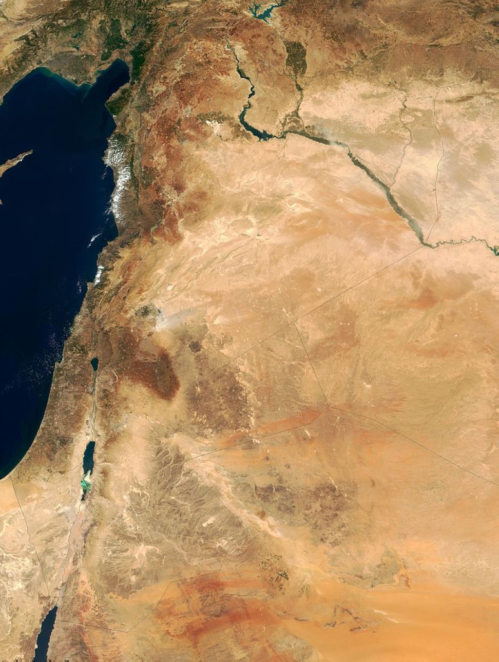 Image satellite centrée sur le ProcheOrient