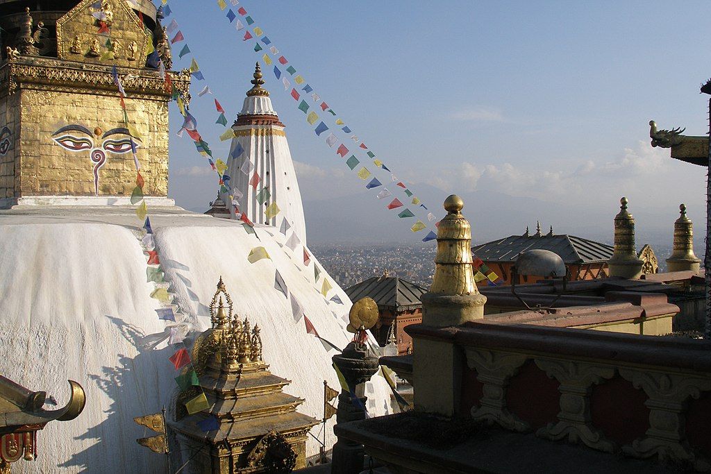 Swayambhu Swayambhunath ancient religious complex atop a hill in the Kathmandu Valley Kathmandu Nepal