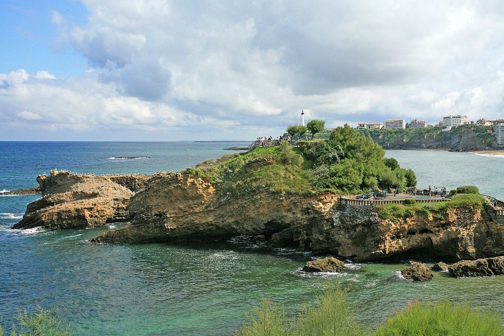 Rock formation Rocher du Basta in Biarritz