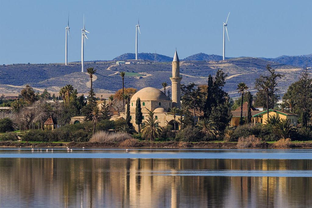 Hala Sultan Tekke Mosque at the Salt Lake in Larnaca Cyprus