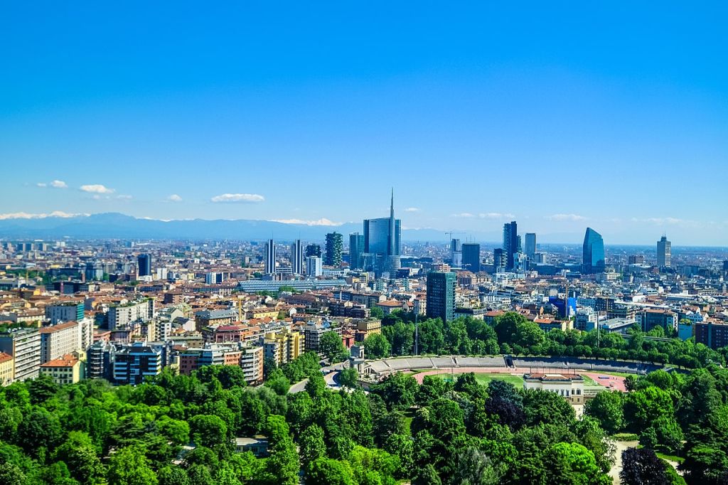 Milan skyline skyscrapers of Porta Nuova business district
