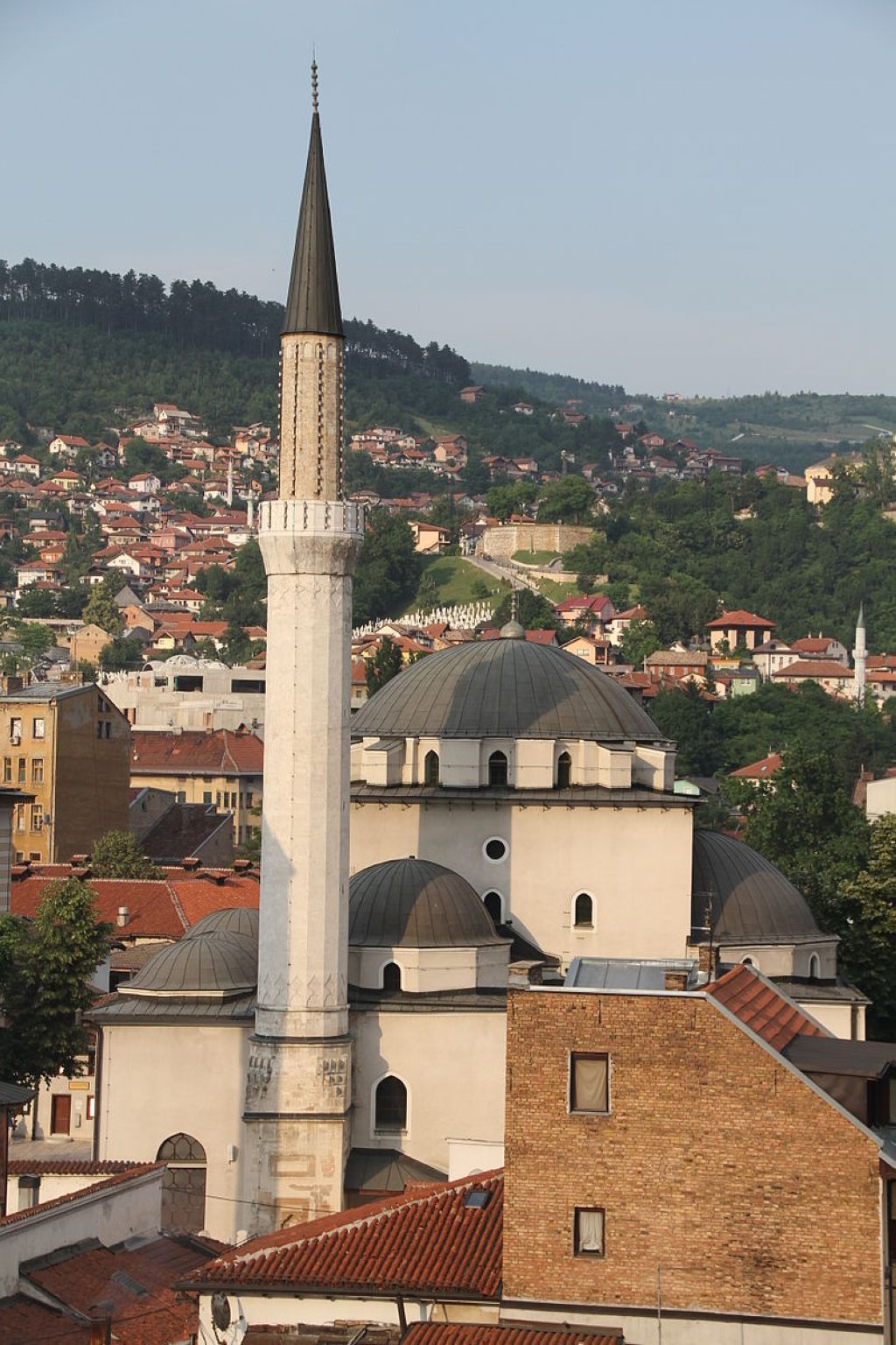 The Gazi Husrevbegs Mosque of westcentral downtown Sarajevo Bosnia