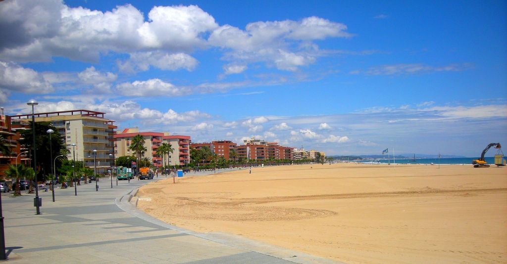 Panorama of the city of Torredembarra in Spain beach