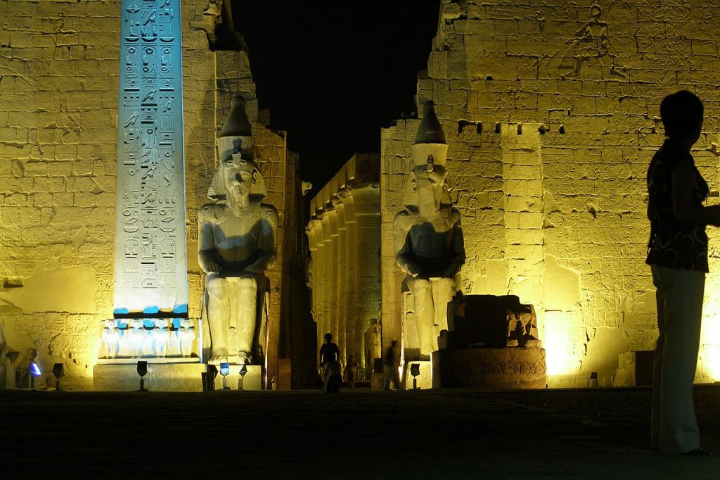 Luxor Temple at night lights Luxor Egypt