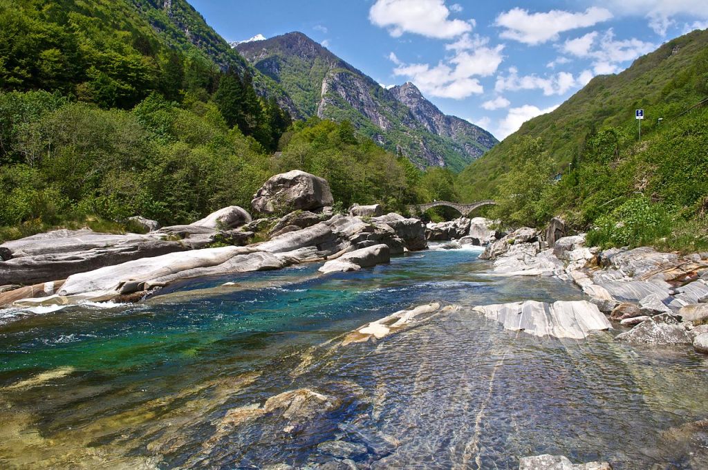 The Verzasca Valley here near Lavertezzo is the most central valley of Ticino