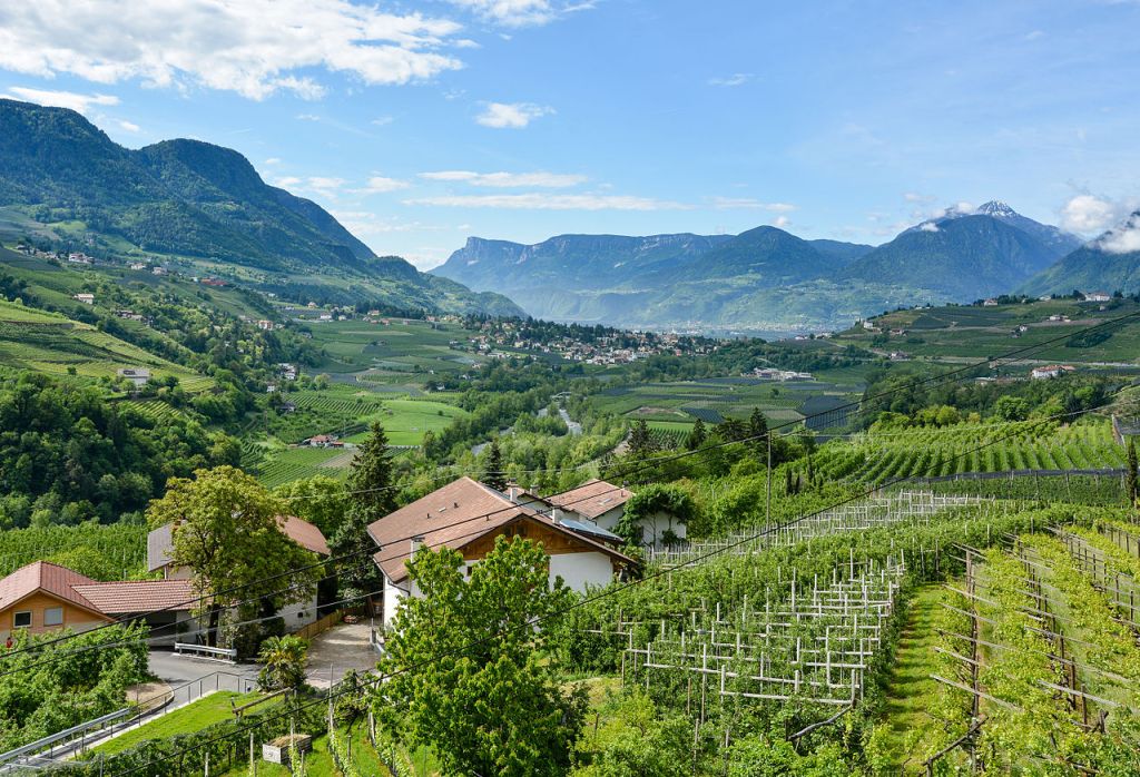 Passeier Valley photographed from Kuens with heading to Meran
