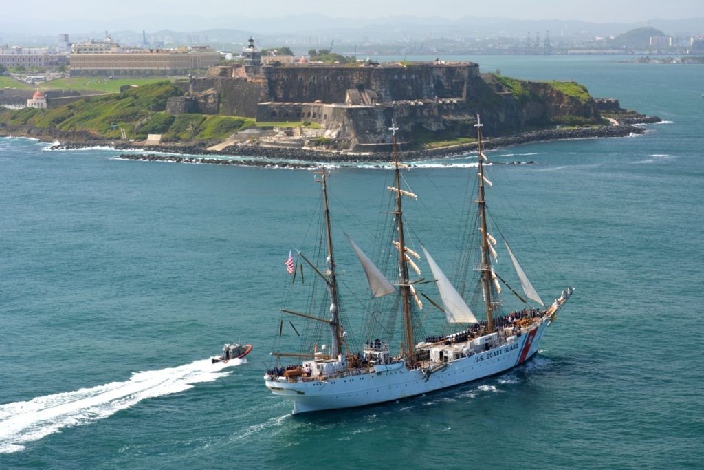 Coast Guard Barque Eagle sailed into San Juan Puerto Rico