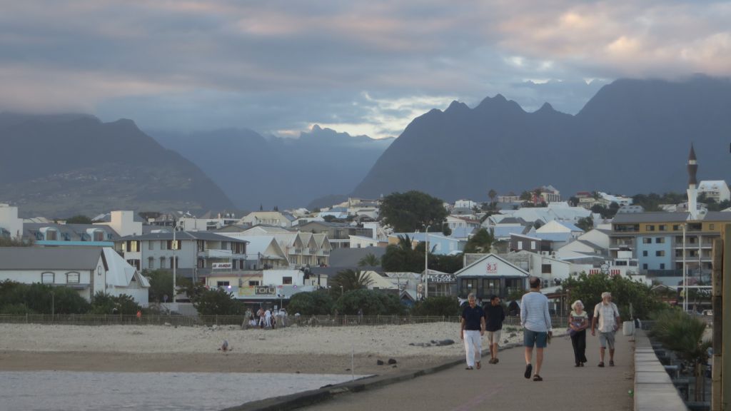 city of SaintPierre a road crosses the island of La Réunion