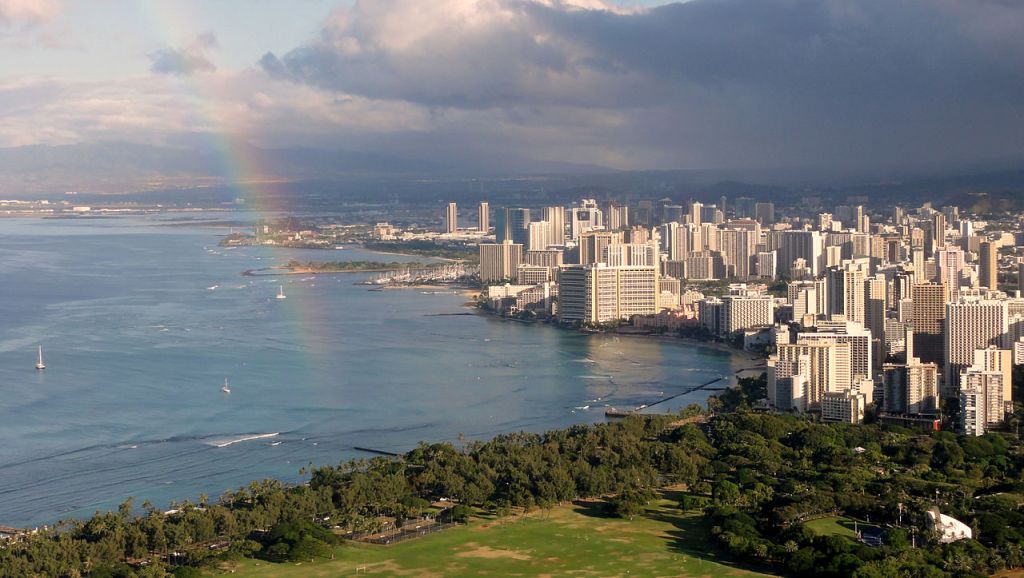 Waikiki view from Diamond Head  Oahu Hawaii