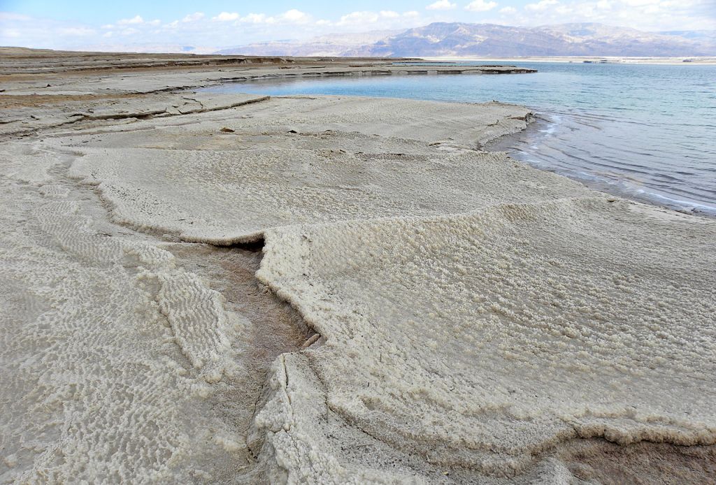 Halite deposits and a teepee structure on the western Dead Sea coast Israel