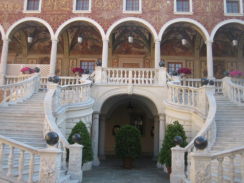 Princely Palace in Monaco Stairs inner courtyard Palais Princier De Monaco