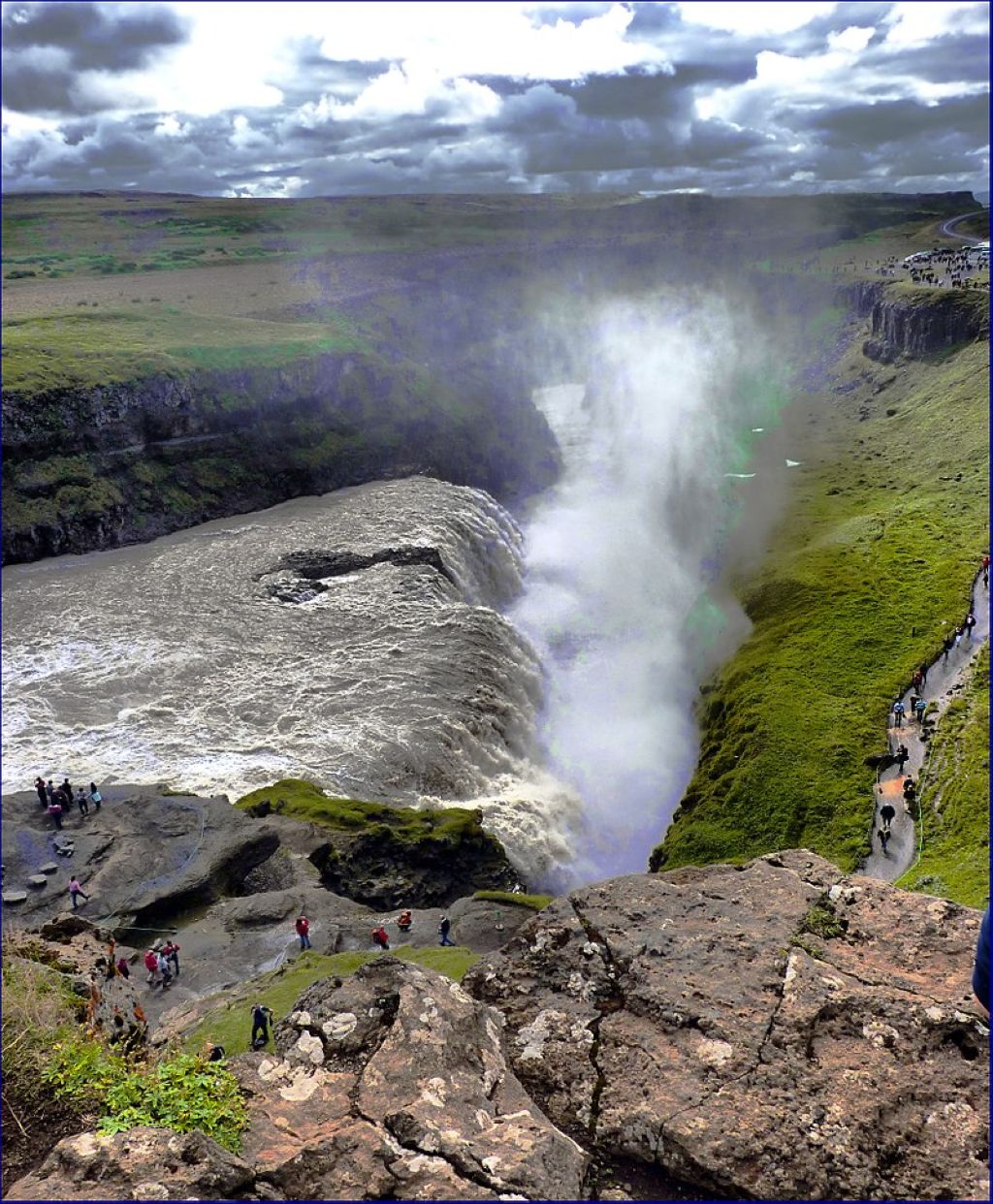 Gullfoss waterfall  panorama Le Cercle Dor  Þingvelli Geysir Gullfoss