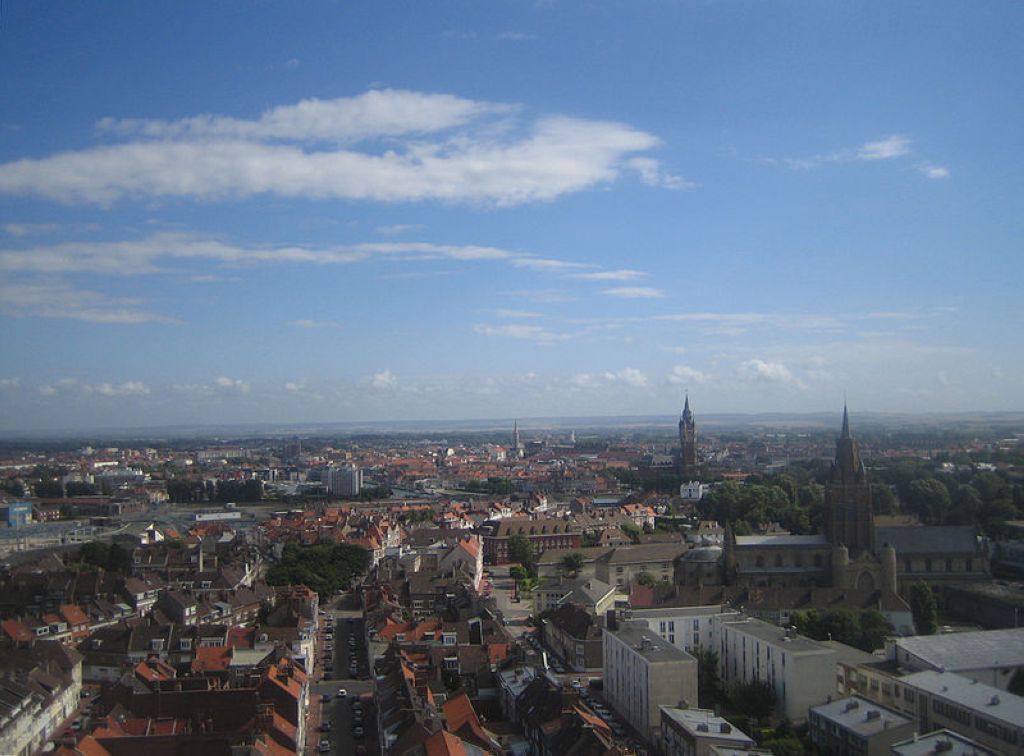 Calais Panorama with the NotreDame church and the belfry Calais