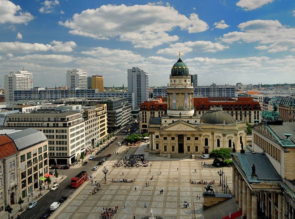 View of the Gendarmenmarkt and Deutscher Dom German Cathedral from the Top of Französischer Dom French Cathedral Gendarmenmarkt