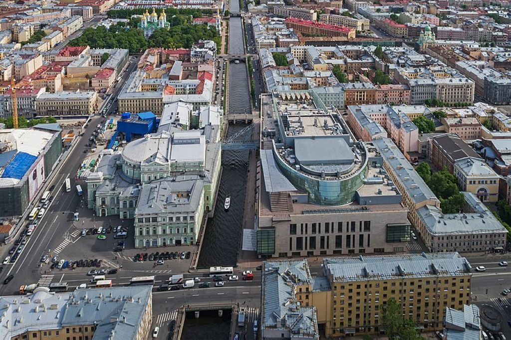 Aerial photo of Mariinsky Theatre old and new stage in Saint Petersburg Russia Théâtre Mariinsky