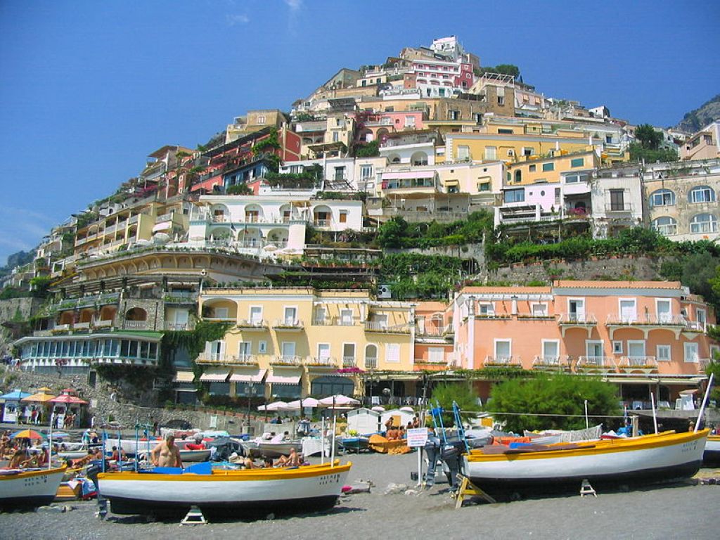 Vue de Positano depuis la plage Positano