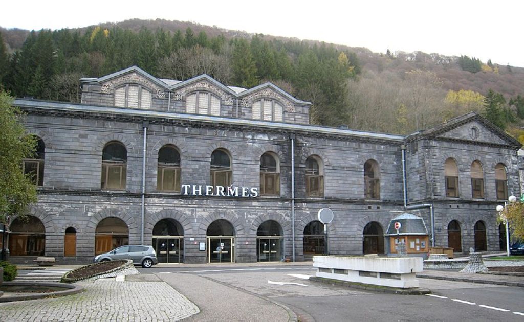 Façade in doreite of the thermal baths of MontDore LeMontDore