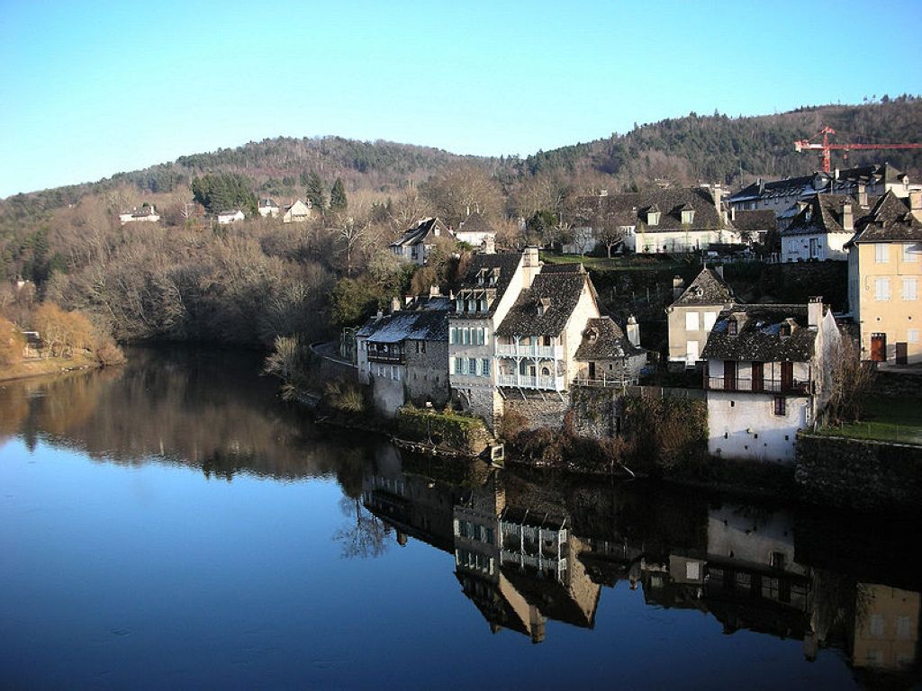Houses along the Dordogne river in the French town of Argentat Argentat