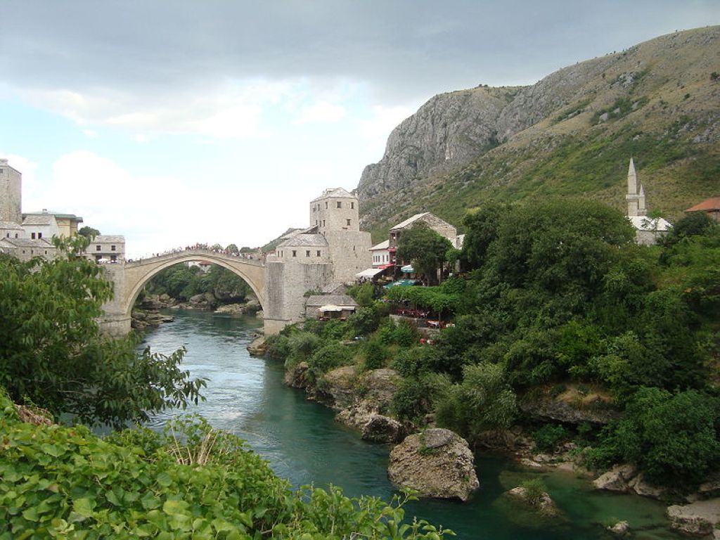 Mostar-StariMost. Quartier Du Vieux Pont De La Vieille Ville De Mostar