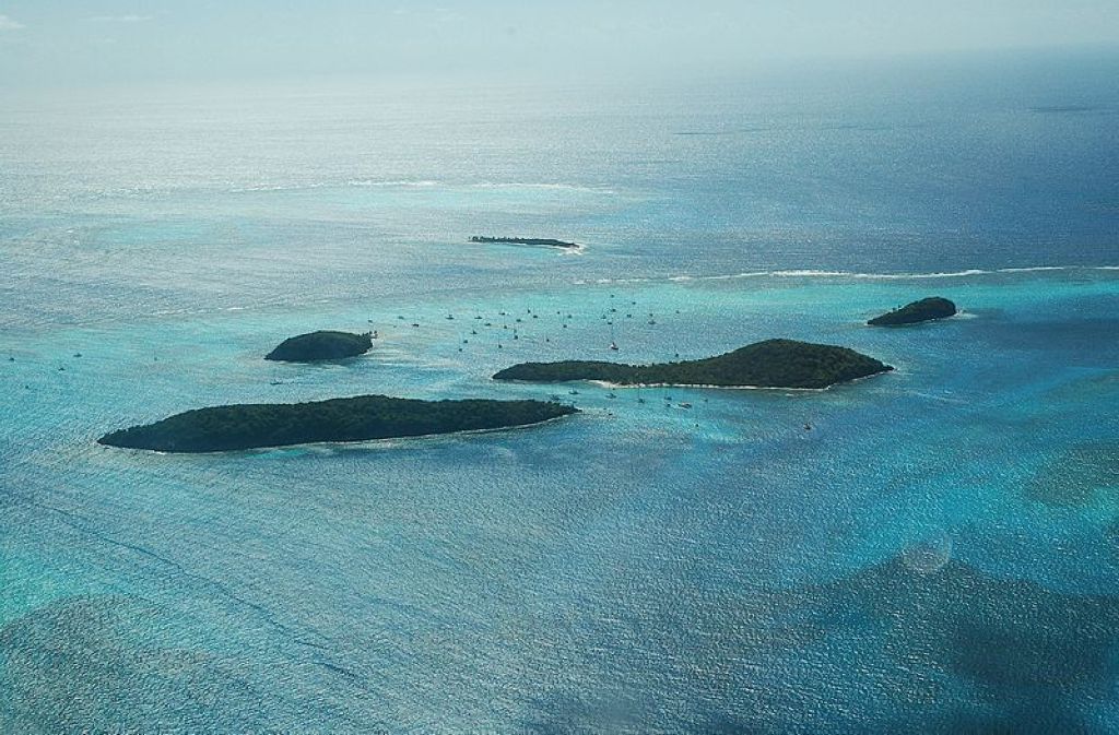 Aerial view of Tobago Cays a Saint Vincent and the Grenadines National Marine Park Tobago Cays