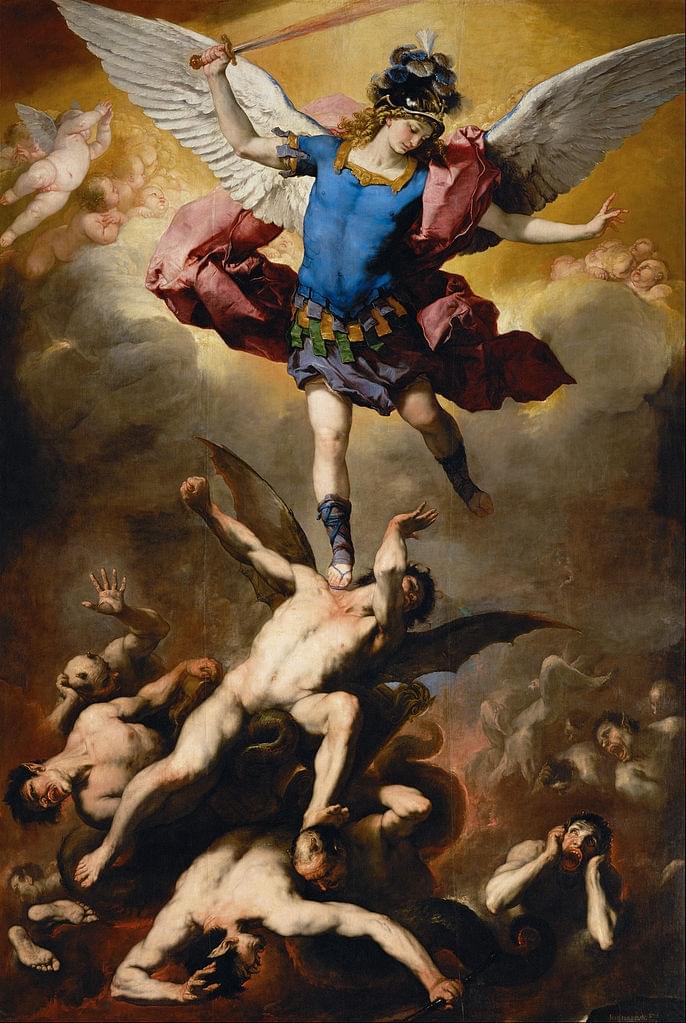 Larchange Saint Michel renversant les anges rebelles de Luca Giordano